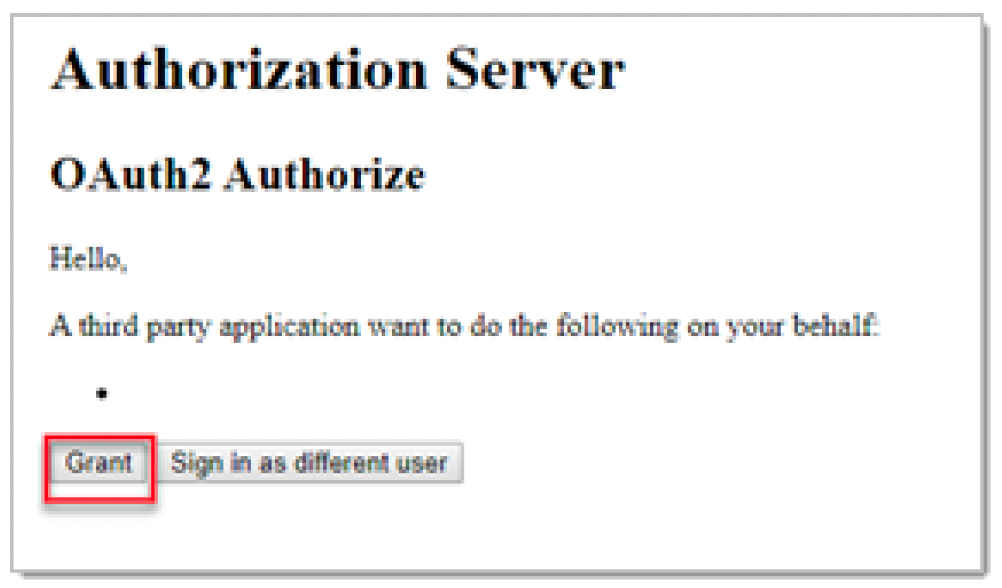 Grant button to authorize token creation