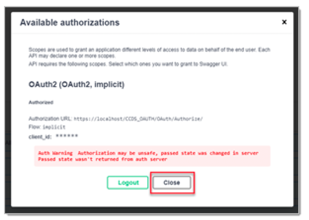 Confirmation dialog showing access has been granted